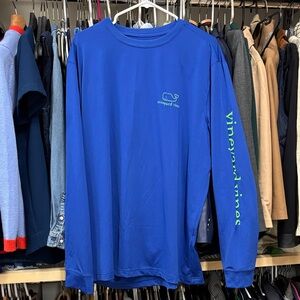 Vineyard Vines Men's Royal Blue Long Sleeve performance shirt